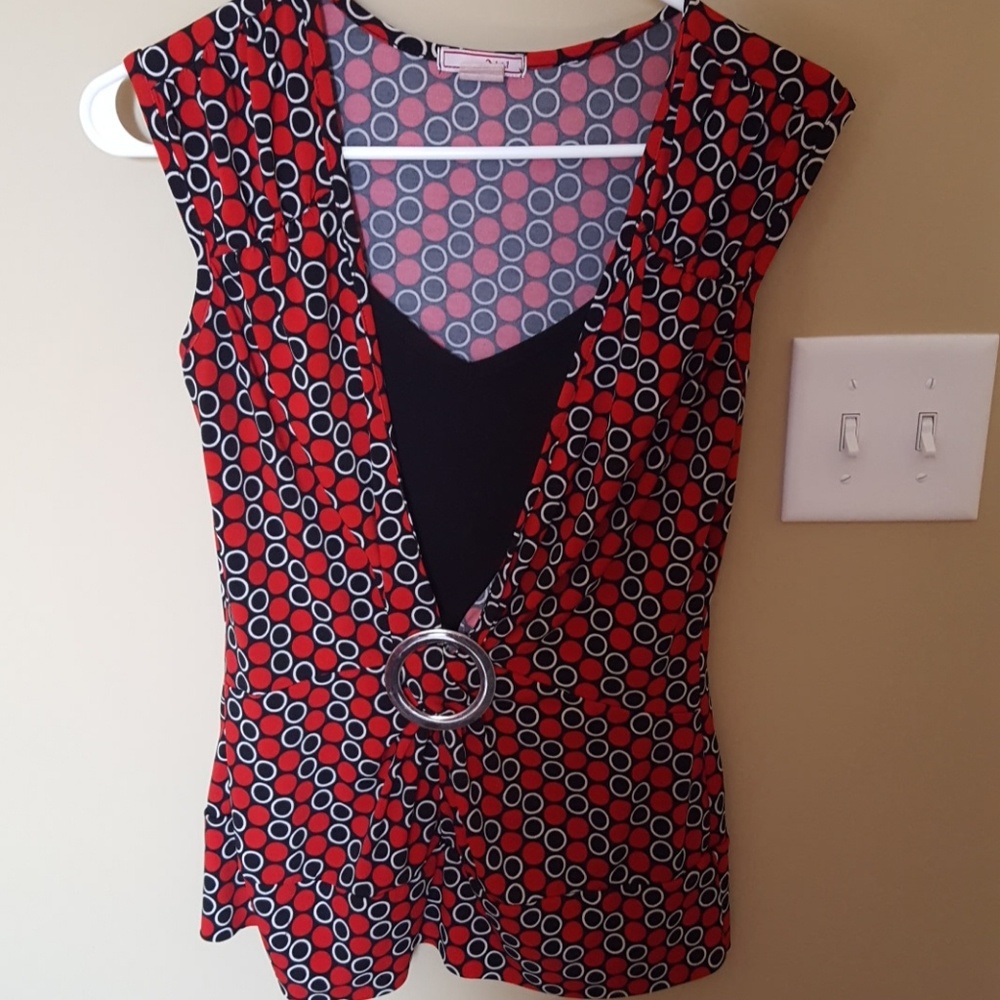 A really cute red and black blouse